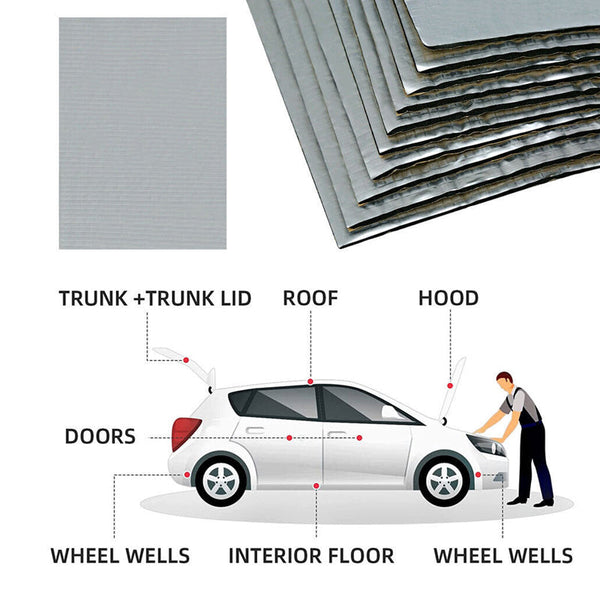 Pack Of 12 Sound Deadener Heat Proof Insulation Car Noise Proofing Floor Mats Carpets
