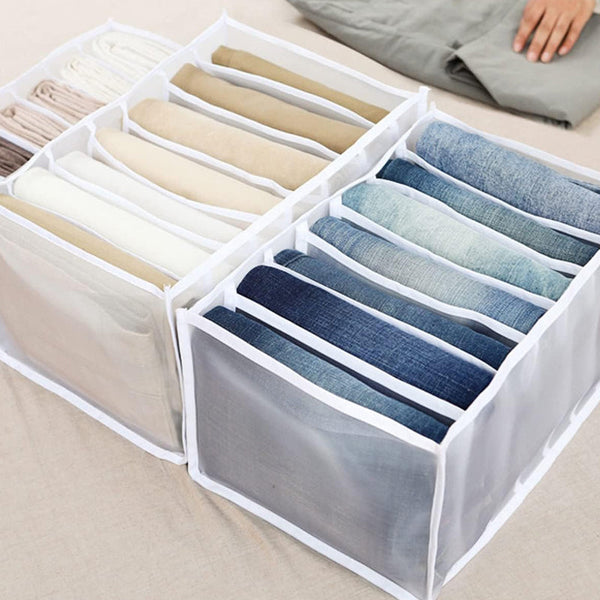 2/3 Pcs 7 Grids Wardrobe Organizer Folded Clothes Washable Mesh Storage Closet Organisers