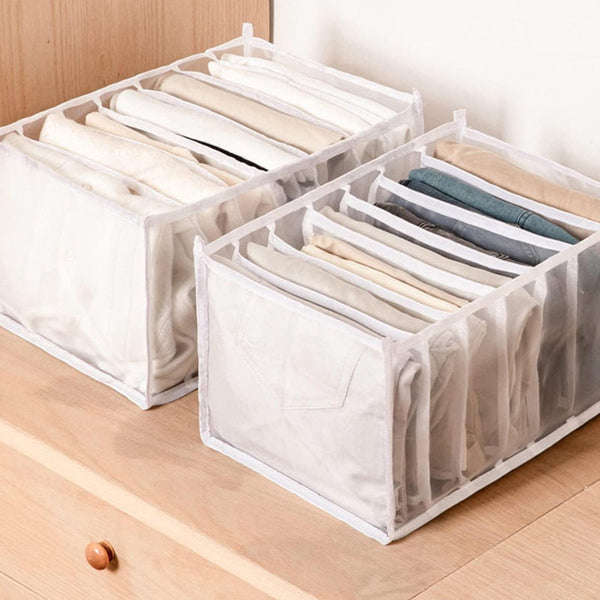 2/3 Pcs 7 Grids Wardrobe Organizer Folded Clothes Washable Mesh Storage Closet Organisers
