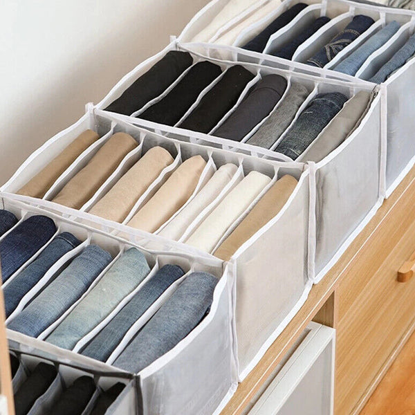2/3 Pcs 7 Grids Wardrobe Organizer Folded Clothes Washable Mesh Storage Closet Organisers