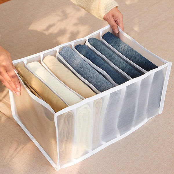 2/3 Pcs 7 Grids Wardrobe Organizer Folded Clothes Washable Mesh Storage Closet Organisers