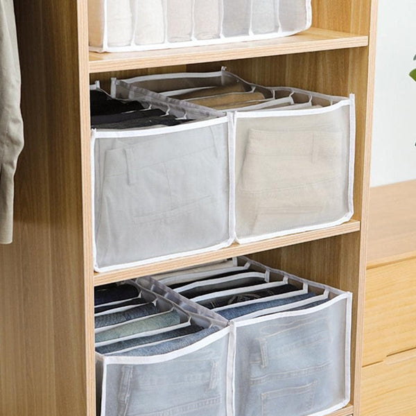 2/3 Pcs 7 Grids Wardrobe Organizer Folded Clothes Washable Mesh Storage Closet Organisers