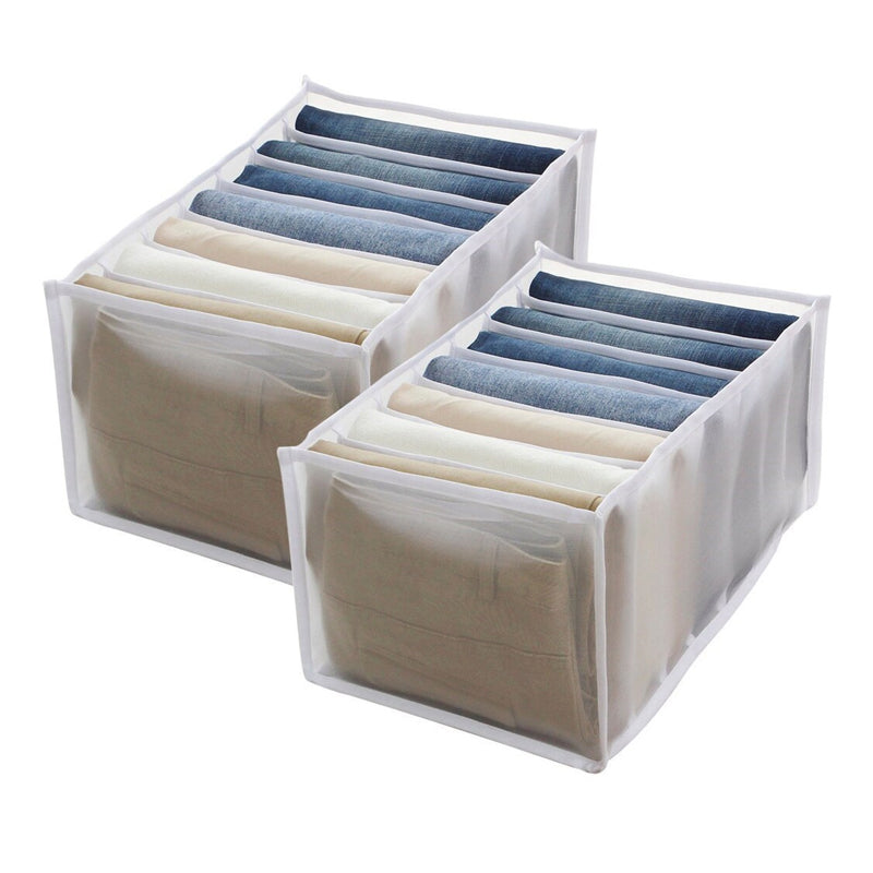 2/3 Pcs 7 Grids Wardrobe Organizer Folded Clothes Washable Mesh Storage Closet Organisers