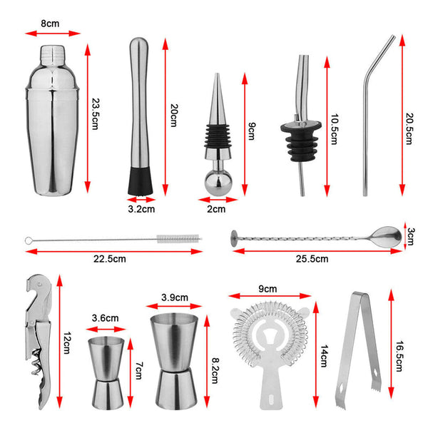 750Ml 20Pcs Stainless Steel tail Shaker Set Premium Bartending Kit tail Shakers & Sets