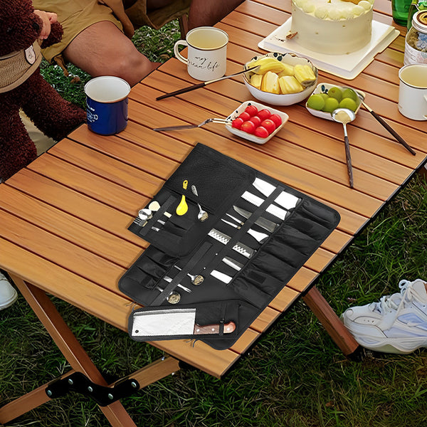 16 Slots Chef Knife Bag Roll Carry Case Straps Knife Blocks & Storage