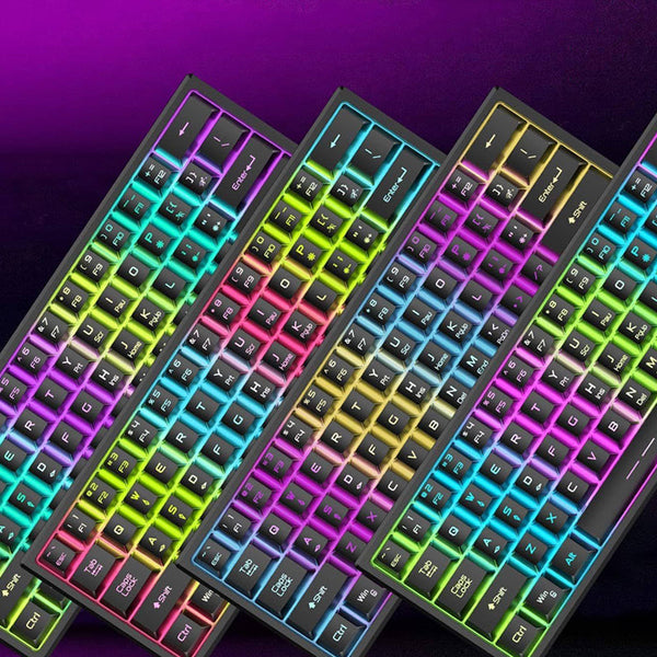 Rainbow Backlit Wireless Gaming Keyboard Mouse And Mat Combo Set Keyboard & Mouse Bundles