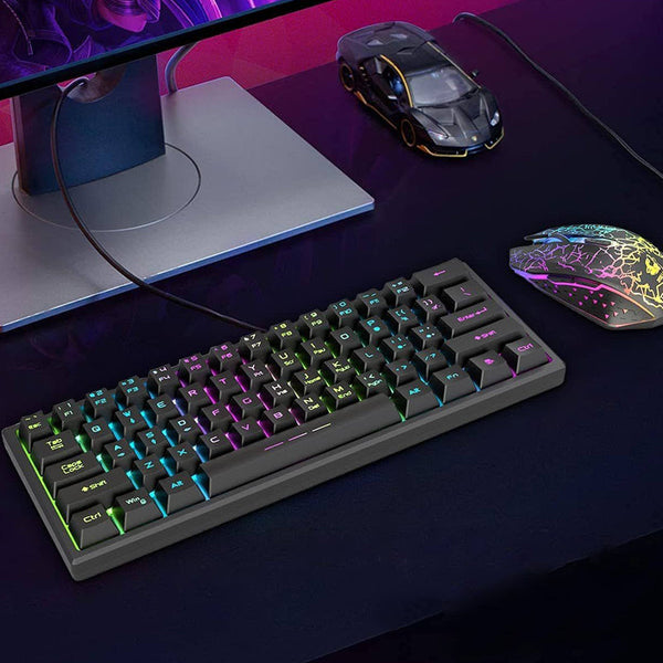 Rainbow Backlit Wireless Gaming Keyboard Mouse And Mat Combo Set Keyboard & Mouse Bundles