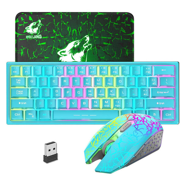 Rainbow Backlit Wireless Gaming Keyboard Mouse And Mat Combo Set Keyboard & Mouse Bundles