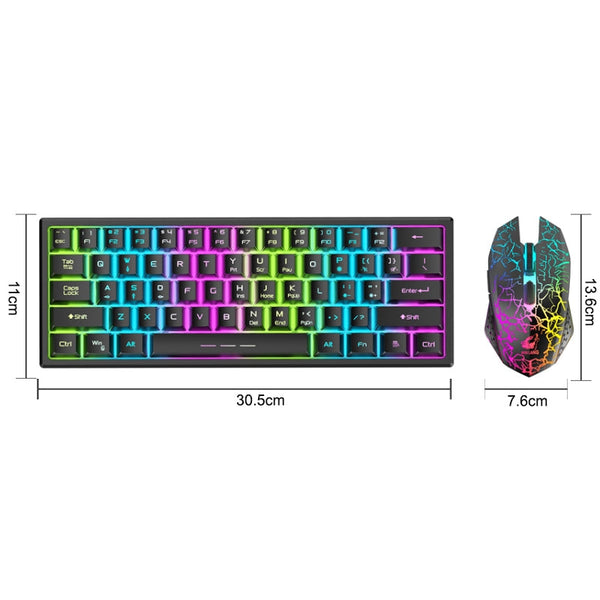 Rainbow Backlit Wireless Gaming Keyboard Mouse And Mat Combo Set Keyboard & Mouse Bundles