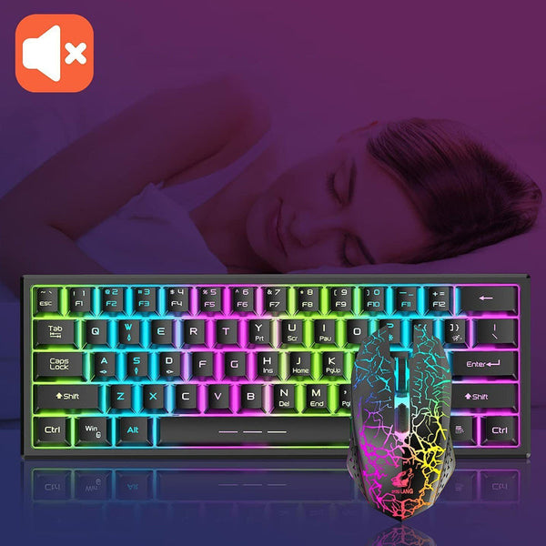 Rainbow Backlit Wireless Gaming Keyboard Mouse And Mat Combo Set Keyboard & Mouse Bundles