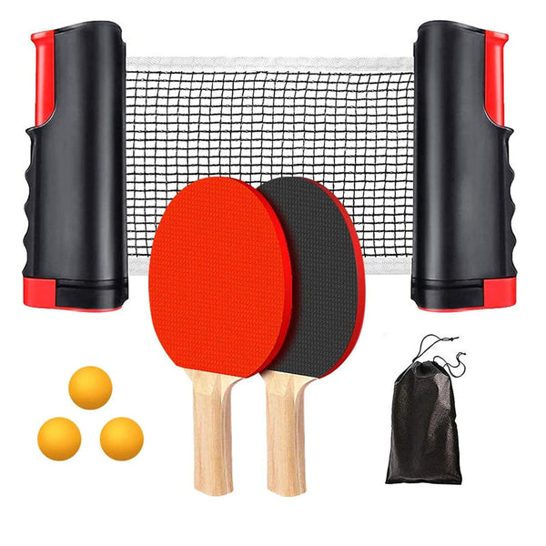 Instant Table Tennis Kit Ping Pong Set Retractable Net Rack + 2 Bats 3 Balls Table Tennis Sets