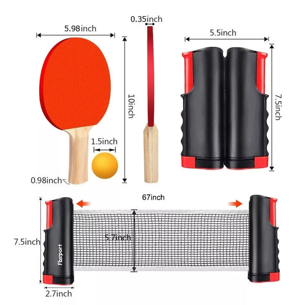 Instant Table Tennis Kit Ping Pong Set Retractable Net Rack + 2 Bats 3 Balls Table Tennis Sets
