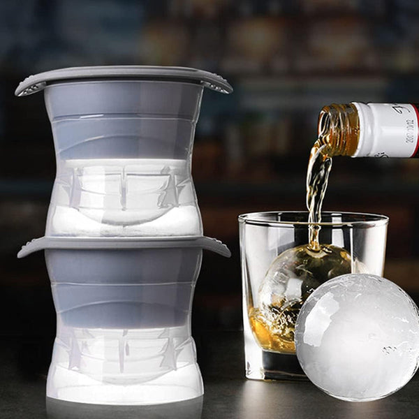 Pack Of 2 Sphere Shape Ice Molds Quick Release Ball Maker For tail Ice Cubes Trays & Moulds