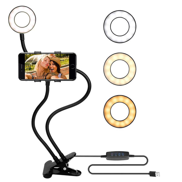 Flexible Clip On Photography Selfie Ring Light With Brightness Selfie Lights