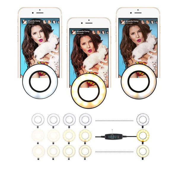 Flexible Clip On Photography Selfie Ring Light With Brightness Selfie Lights