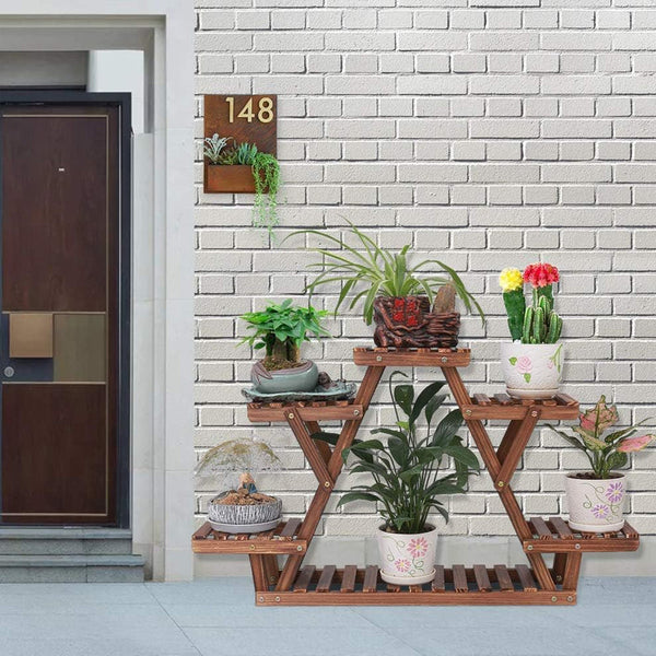 Multi Tier Triangular Plant Stand Flower Display And Holder Plant Stands