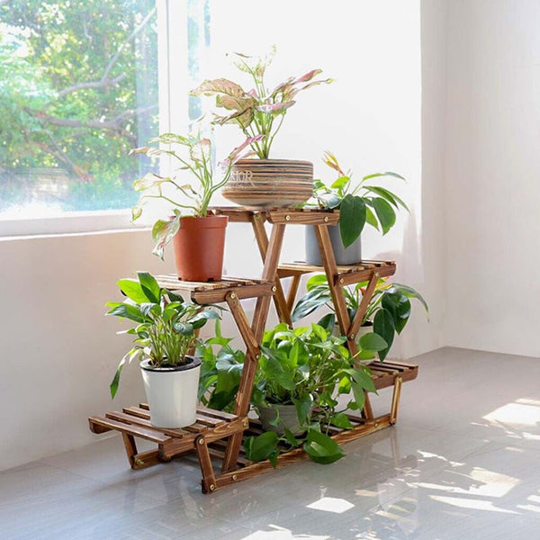 Multi Tier Triangular Plant Stand Flower Display And Holder Plant Stands