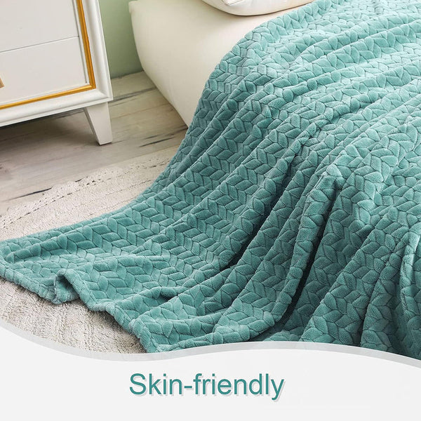 Comfeya Soft Leaves Pattern Flannel Fleece Throw Blanket Premium Quali Blankets