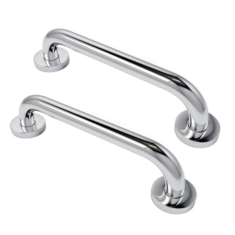 2Pcs Chrome Plated Safety Bar Stainless Steel Bathroom Grab Handrails 30 X 2.5Cm Handles & Rails
