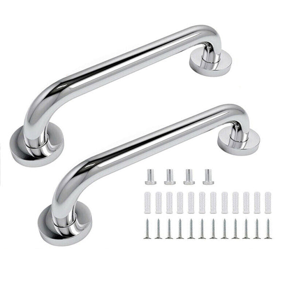 2Pcs Chrome Plated Safety Bar Stainless Steel Bathroom Grab Handrails 30 X 2.5Cm Handles & Rails