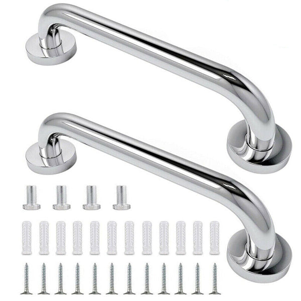 2Pcs Chrome Plated Safety Bar Stainless Steel Bathroom Grab Handrails 30 X 2.5Cm Handles & Rails