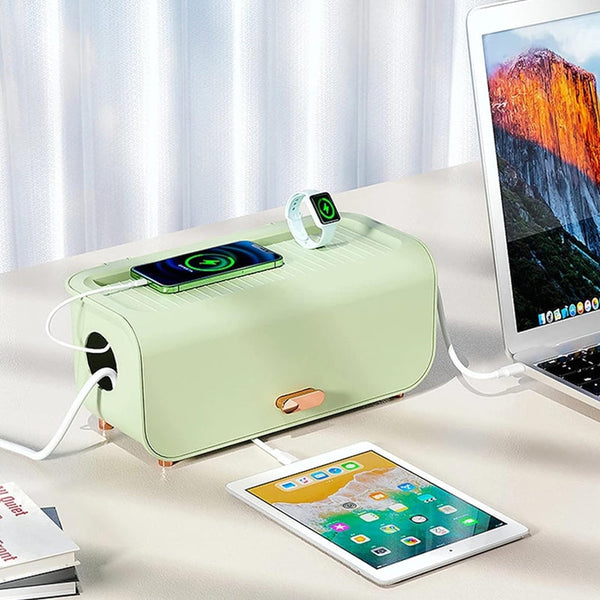 Desktop Cable Management Box Cord Protector Organizer Green Abs Storage Cable Ties & Organisers