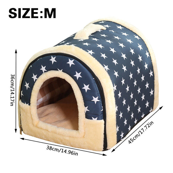 2 In 1 Convertible Pet Bed Warm Comfortable Igloo Shaped Cave Pet Beds