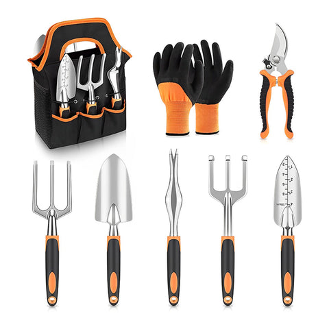 Greenhaven Garden Tool Set - 8 Piece Stainless Steel With Carrying Tote