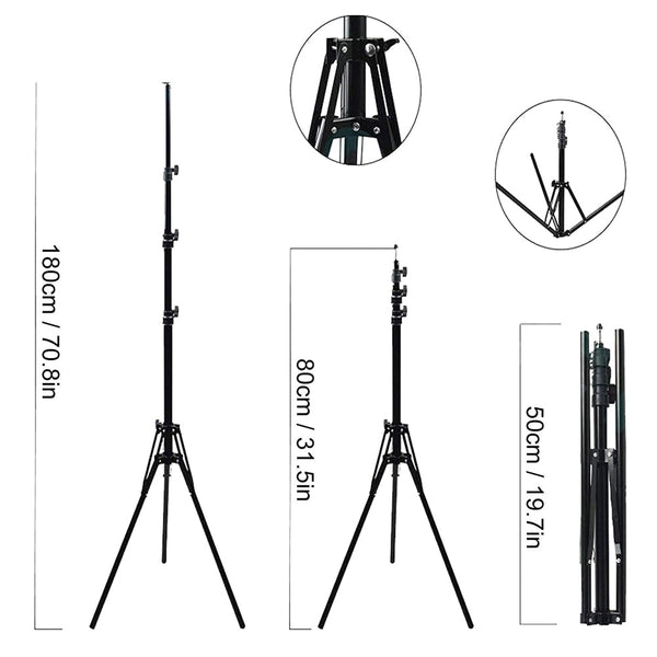 1.8M Photography Light Stand Reverse Foldable Camera Studio Light Stands & Booms