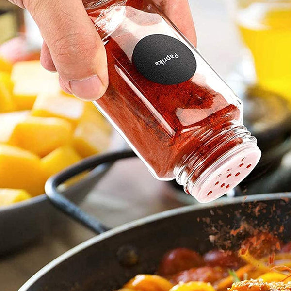 Pack Of 12 Stainless Steel Glass Powdered Seasoning Bottles Spice Jars & Racks