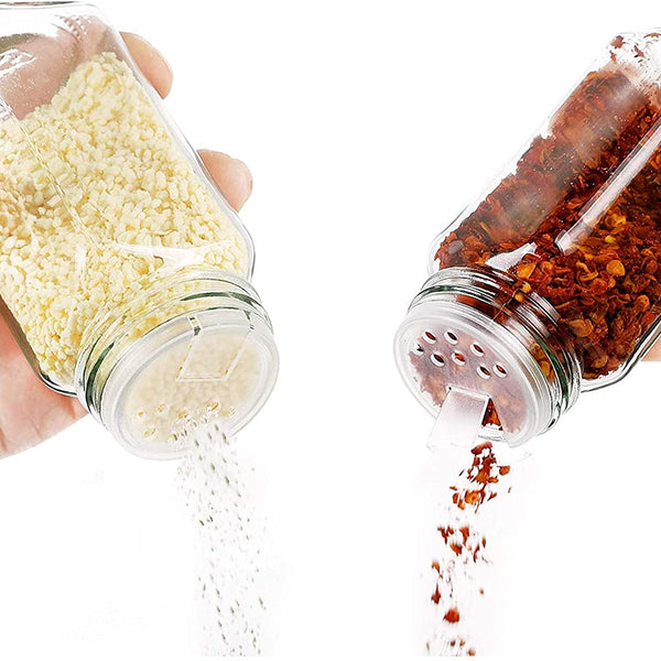 Pack Of 12 Stainless Steel Glass Powdered Seasoning Bottles Spice Jars & Racks