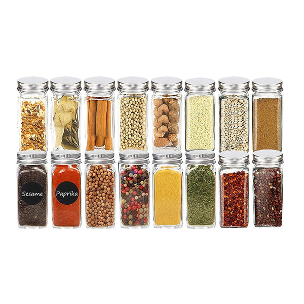 Pack Of 12 Stainless Steel Glass Powdered Seasoning Bottles Spice Jars & Racks