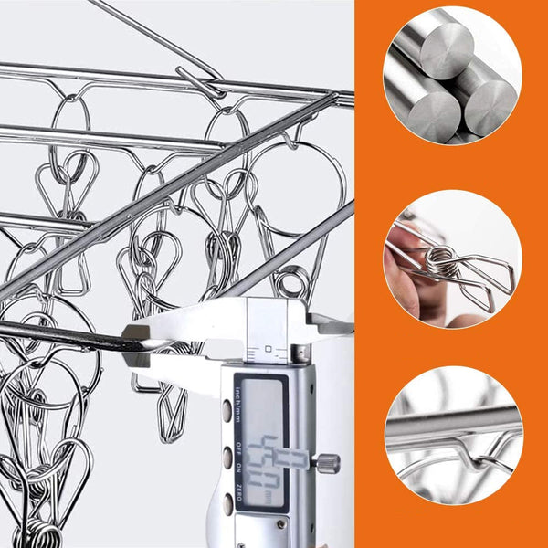 60 Pegs Stainless Steel Sock Underwear Hanging Drying Rack Pegs & Peg Bags