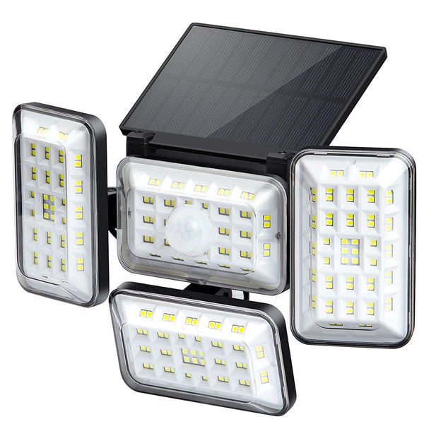 4 Head Solar Powered Motion Sensor Outdoor Flood Lamp Security & Floodlights