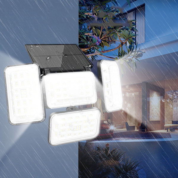 4 Head Solar Powered Motion Sensor Outdoor Flood Lamp Security & Floodlights
