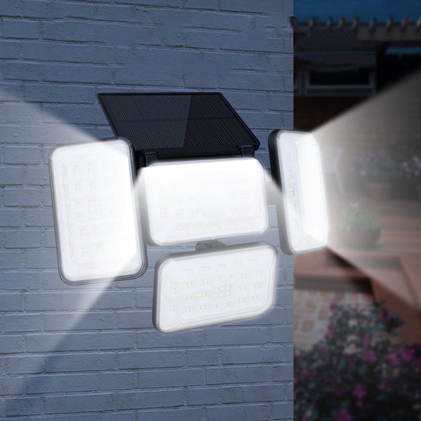 4 Head Solar Powered Motion Sensor Outdoor Flood Lamp Security & Floodlights