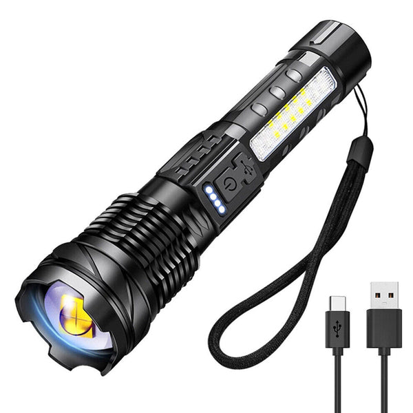 30W 14Led Tactical Flashlight White Laser Torch Lamp Usb Charging Flashlights