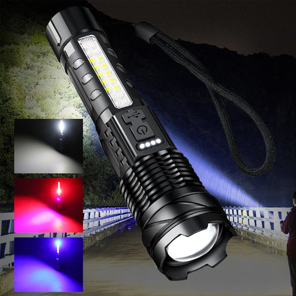 30W 14Led Tactical Flashlight White Laser Torch Lamp Usb Charging Flashlights