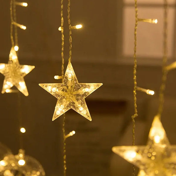 3.5M Led Curtain String Light Star & Moon Home Decorative Fairy Lamp String Lights