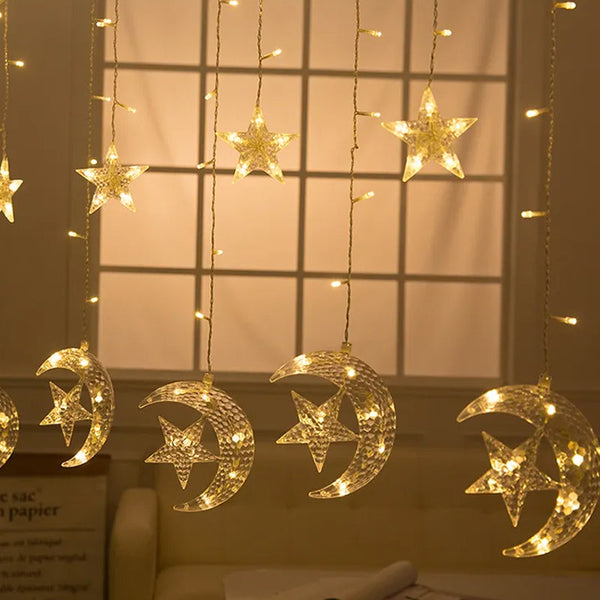 3.5M Led Curtain String Light Star & Moon Home Decorative Fairy Lamp String Lights