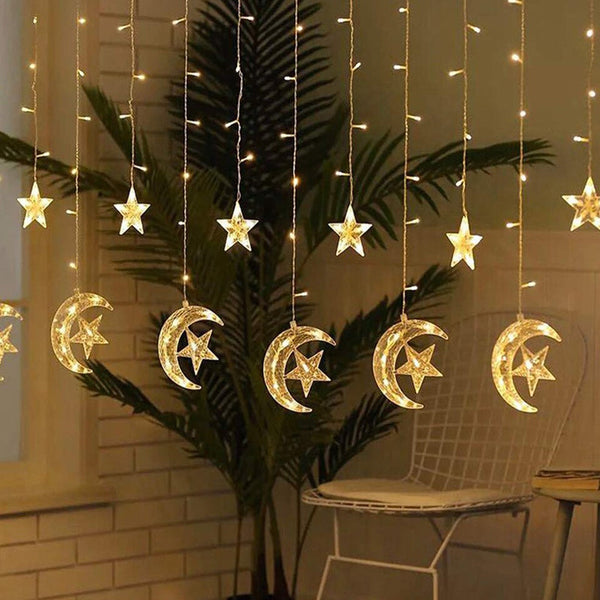 3.5M Led Curtain String Light Star & Moon Home Decorative Fairy Lamp String Lights