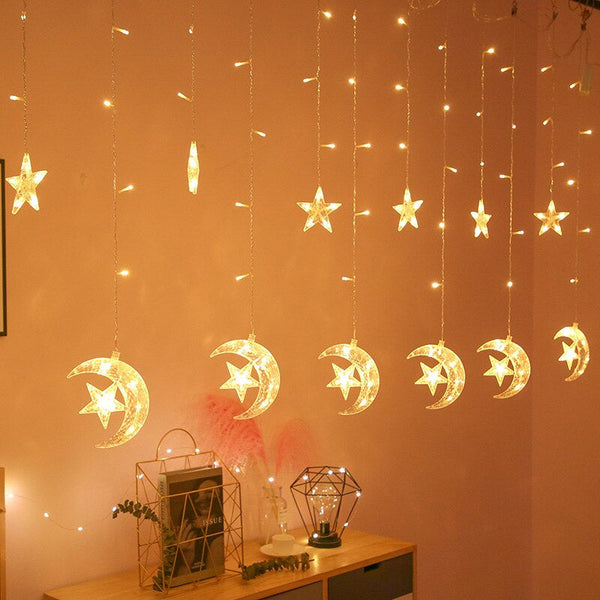 3.5M Led Curtain String Light Star & Moon Home Decorative Fairy Lamp String Lights