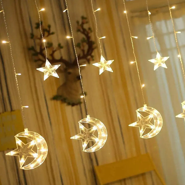 3.5M Led Curtain String Light Star & Moon Home Decorative Fairy Lamp String Lights