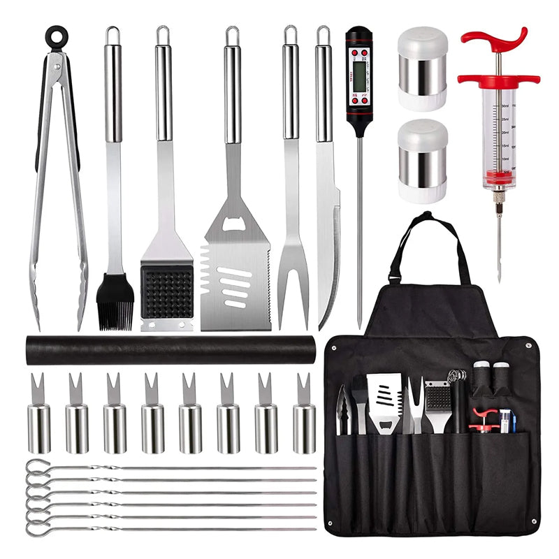 26 Pieces Set Stainless Steel Barbecue Grilling Tools And Accessories With Carry Barbecue Tools
