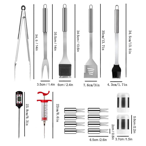 26 Pieces Set Stainless Steel Barbecue Grilling Tools And Accessories With Carry Barbecue Tools