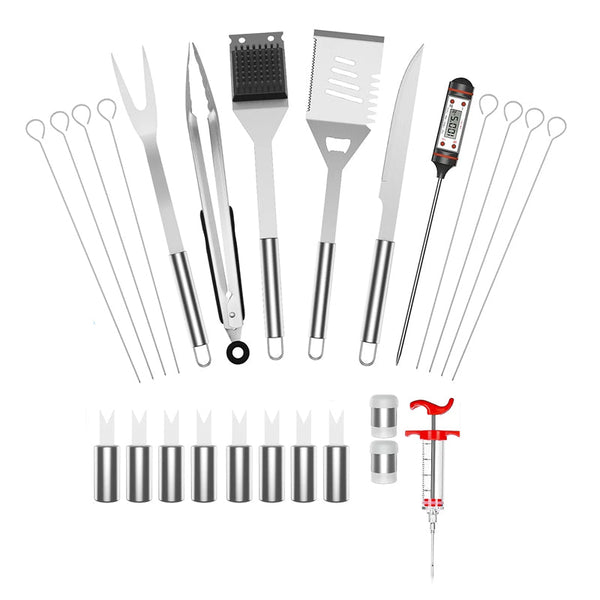 26 Pieces Set Stainless Steel Barbecue Grilling Tools And Accessories With Carry Barbecue Tools