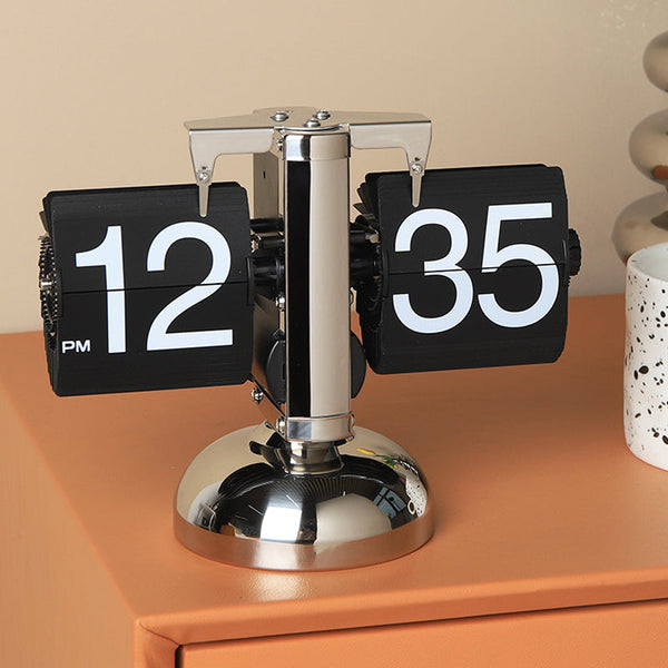 Automatic Page Turner Mechanical Desktop Clock Battery Powered Desk Clocks