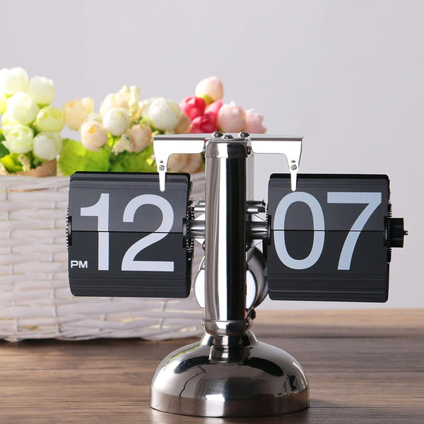 Automatic Page Turner Mechanical Desktop Clock Battery Powered Desk Clocks