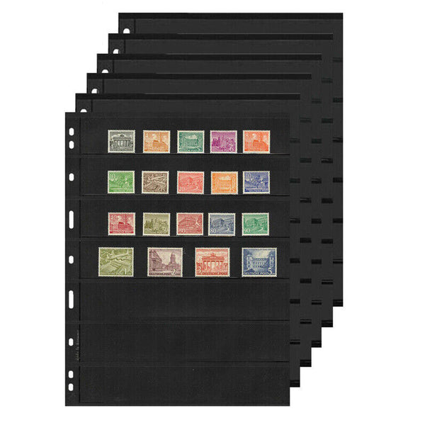 10 Sheets 7 Binder Hole Double Sided Stamp Album Collection Holder Black Pvc Albums & Refills