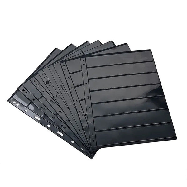 10 Sheets 7 Binder Hole Double Sided Stamp Album Collection Holder Black Pvc Albums & Refills